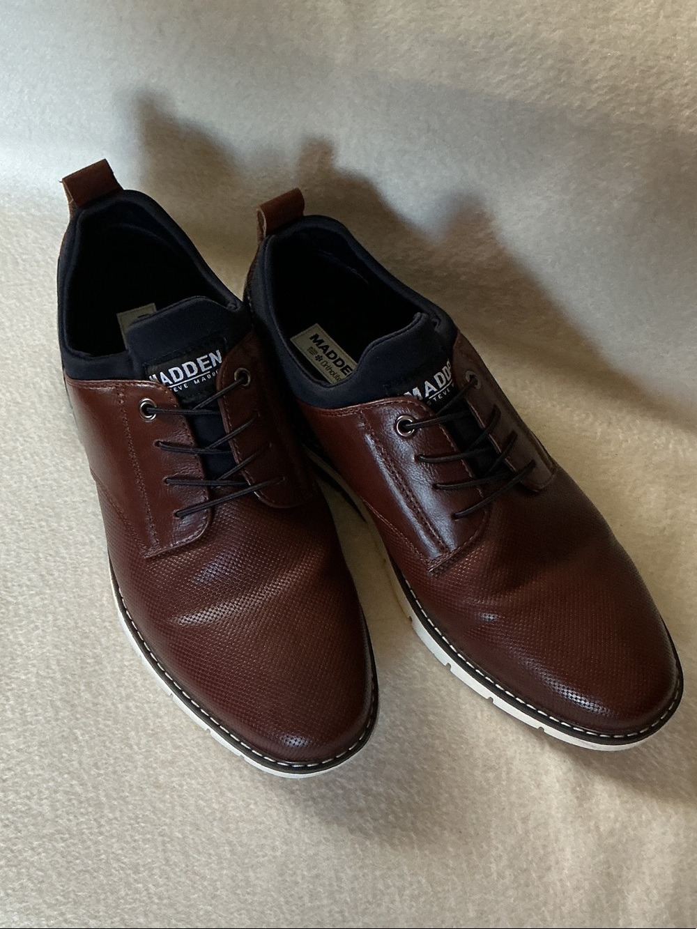 Steve Madden Men's Chestnut Brown Lace-Up Oxford Derbys